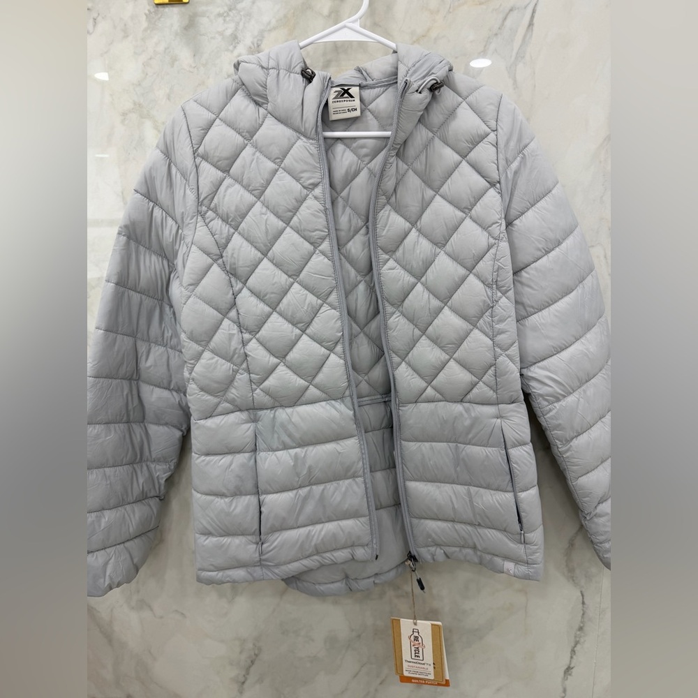 Light Gray Quilted Puffer Jacket